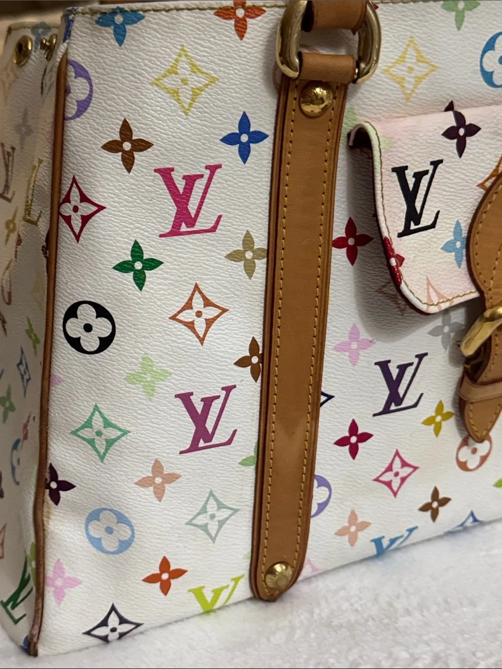 Louis Vuitton Aurelia Murakami Collection Multicolor Monogram Shoulder Authentic
